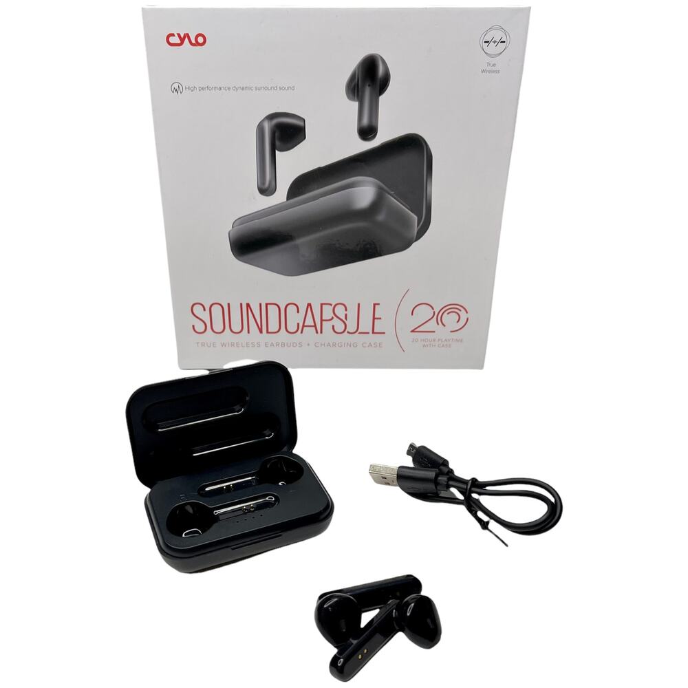 CYLO True Wireless Earbuds & Sound Capsule Charging Case Black NEW